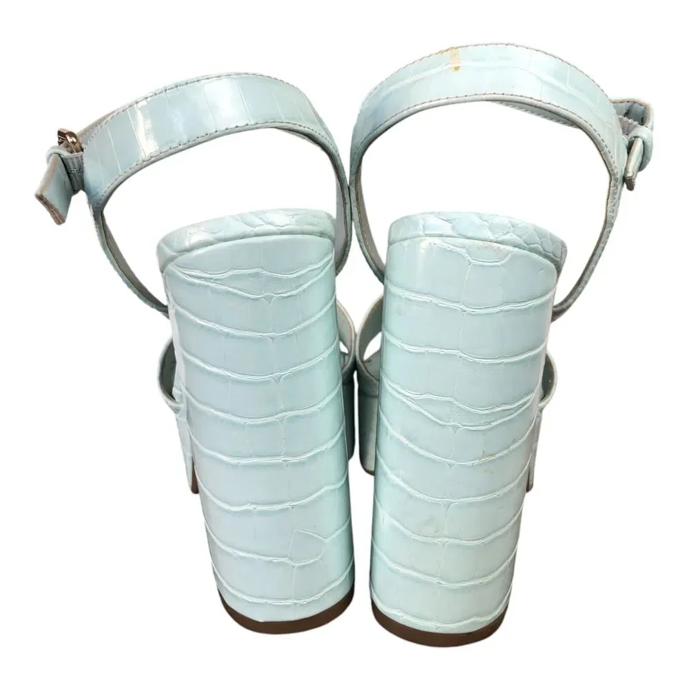 GUESS Powder Blue Y2K 80's 90's Retro Platform Chunky Heels Sz 9‎